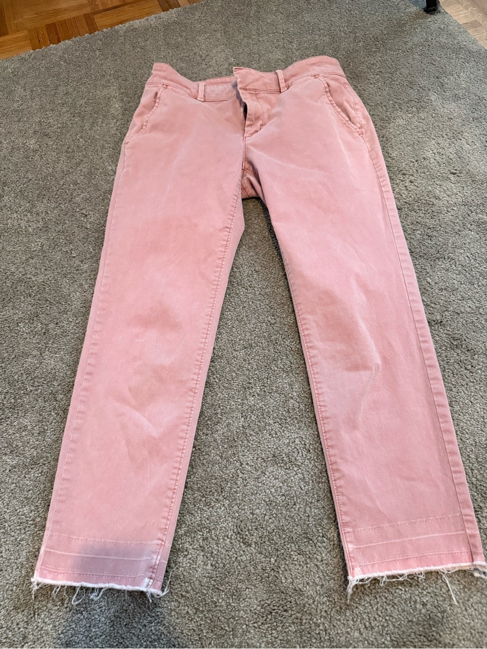 Loft Blush Pink Straight-Leg Cotton Pants